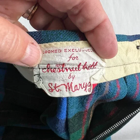 Vintage‎ Chestnut Hill by St. Mary Tartan Plaid Wool Pleated Skirt Preppy - Picture 5 of 5